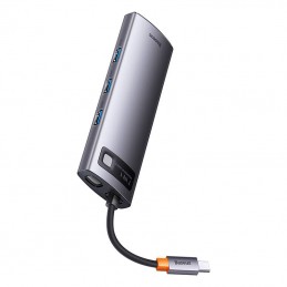 Hub 7in1 Baseus Metal Gleam Series, USB-C to 3x USB 3.0 + 2x HDMI + USB-C PD + Ethernet RJ45