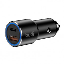 Budi Car Charger, USB + USB-C, 36W (Black)