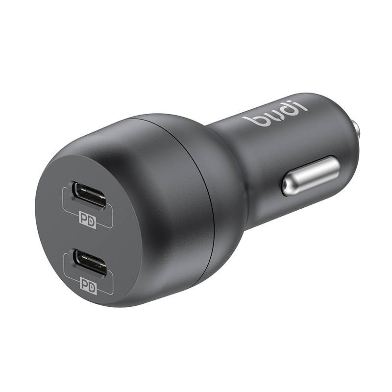 Ładowarka samochodowa Budi, 2x USB-C, 40W, PD (czarna)