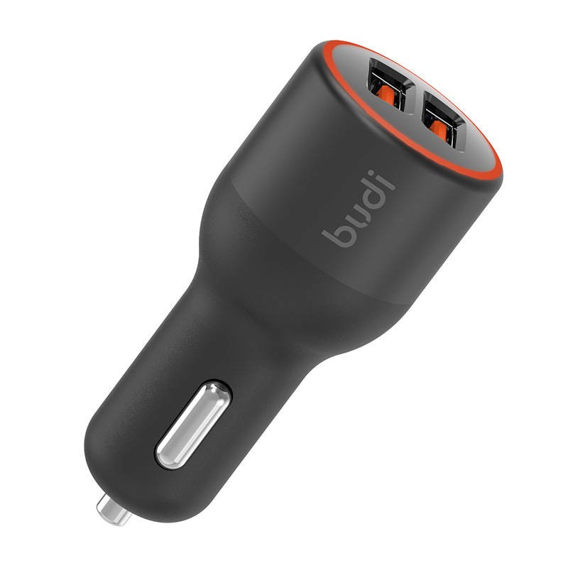 Budi car charger, 2x USB, 36W, QC 3.0 (black)