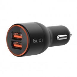 Budi car charger, 2x USB, 36W, QC 3.0 (black)