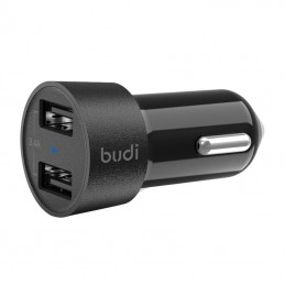 LED car charger Budi, 2x USB, 3.4A (black)