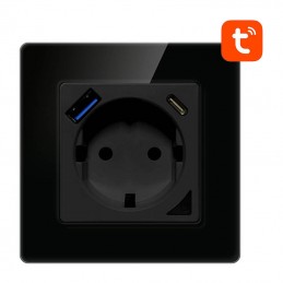 Smart WiFi Wall Socket Avatto N-WOT10-USB-B TUYA USB USB-C (black)