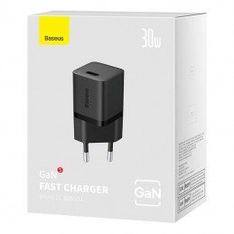 Mini wall charger Baseus GaN5 30W (black)