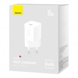 Mini wall charger Baseus GaN5 30W (white)