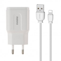 Wall charger Remax, RP-U22, 2x USB, 2.4A (white) +  Lightning cable