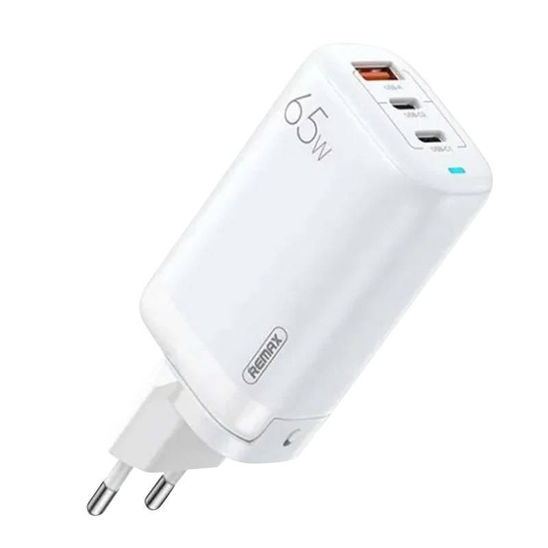 Wall charger Remax, RP-U55, 2x USB-C, USB, 65W (white)