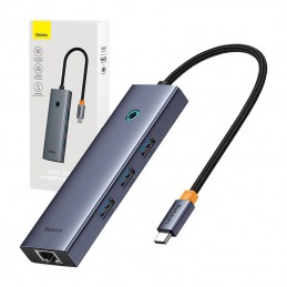4in1 Hub Baseus  UltraJoy USB-C do 3x USB 3.0 + RJ45 (space grey)