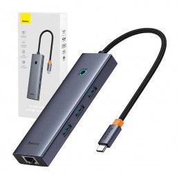 Hub 6w1 Baseus UltraJoy 6-Port ( USB-C to 1xHDMI4K@30Hz + 3xUSB 3.0 + 1xPD +RJ45)