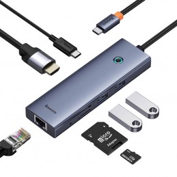 Hub 7w1 Baseus UltraJoy 7-Port ( USB-C to 1xHDMI4K@30Hz + 2xUSB 3.0 + 1xPD +RJ45 + SD/TF3.0)