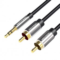 2xRCA cable (Cinch) jack to 3.5mm Vention BCFBF 1m (black)