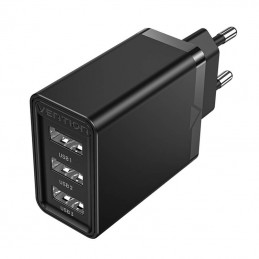 Wall charger 3x USB Vention FEAB0-EU, 2.4A, 12W (black)