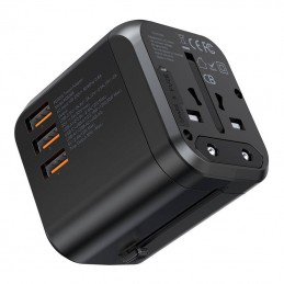 Travel wall charger Choetech PD5008, 3xUSB-A, 1xUSB-C, GaN, 30W (black)