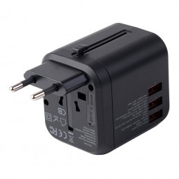 Travel wall charger Choetech PD5008, 3xUSB-A, 1xUSB-C, GaN, 30W (black)