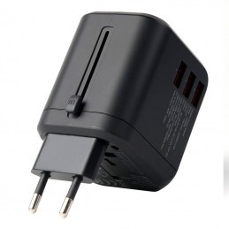 Travel wall charger Choetech PD5008, 3xUSB-A, 1xUSB-C, GaN, 30W (black)