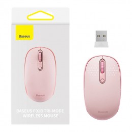 Wireless mouse Baseus F01B Tri-mode  2.4G BT5.0 1600 DPI (pink)