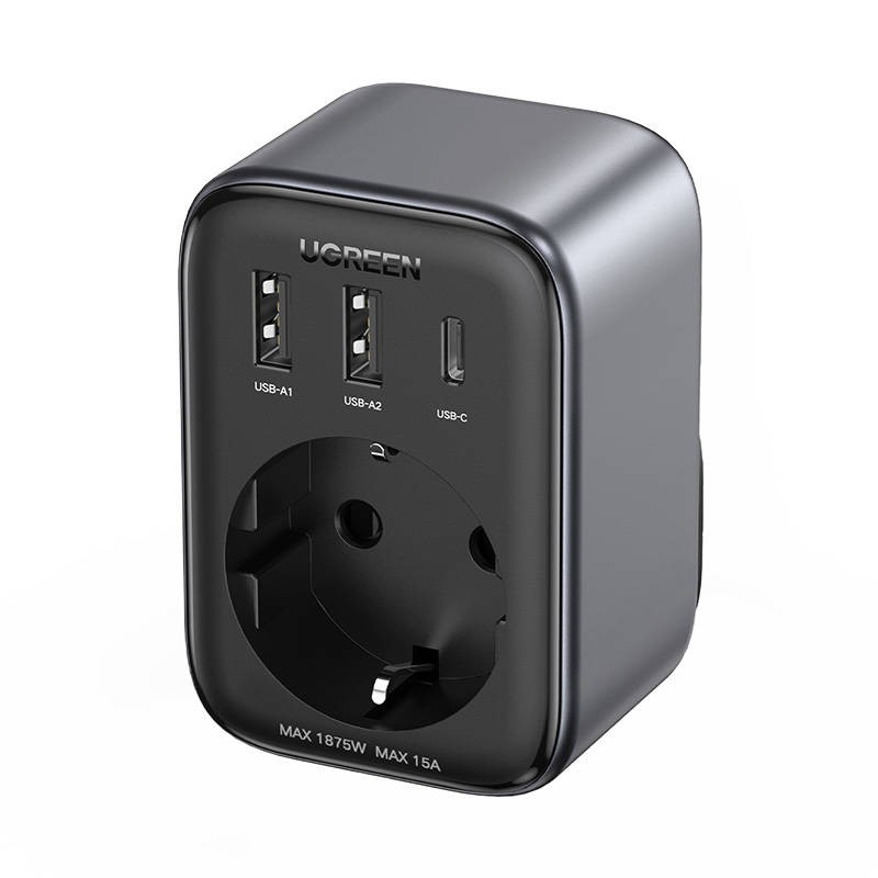 Travel adapter EU to US plug UGREEN CD314 2xUSB-A, 1xUSB-C