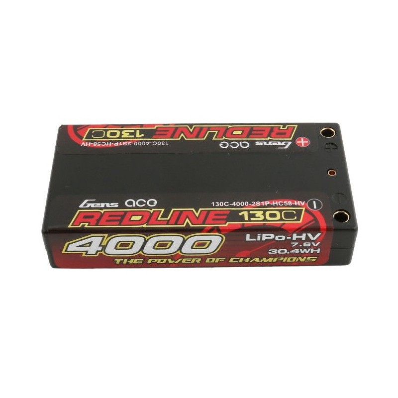 Lipo Battery Gens Ace Redline Series 4000mAh 7.6V 130C 2S1P HardCase HV