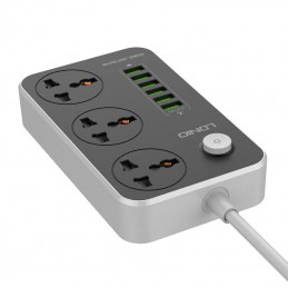 Power strip with 3 AC sockets, 6x USB, LDNIO SC3604, EU/US, 2500W (gray)