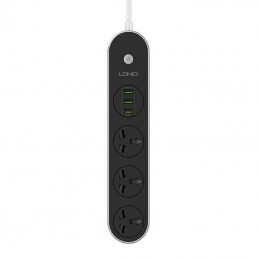 Power strip with 3 AC sockets, 3x USB, LDNIO SC3301, EU/US, 2500W (gray)