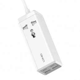 Power strip with 1 AC socket, 2x USB, 2x USB-C LDNIO SC1418, EU/US, 2500W (white)