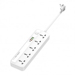 Power strip with 5 AC sockets, 3x USB, USB-C, LDNIO SC5415, EU/US, 2500W (white)