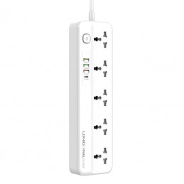 Power strip with 5 AC sockets, 3x USB, USB-C, LDNIO SC5415, EU/US, 2500W (white)