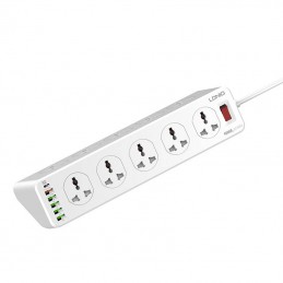 LDNIO SC10610 power strip with 10 AC outlets, 5x USB, 1x USB-C, 2500W, EU/US, 2m (white)