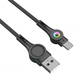 Foneng X59 USB to USB-C cable, LED, 3A, 1m (black)
