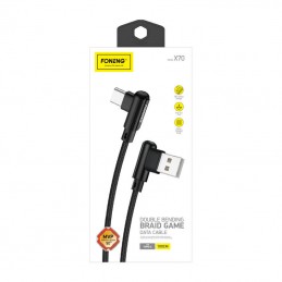 Foneng X70 Angled USB to USB-C cable, 3A, 1m (black)
