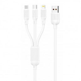 Foneng X80 3in1 USB to USB-C / Lightning / Micro USB Cable, 100W, 1.2m (White)