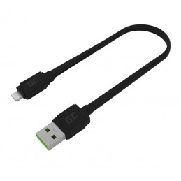 Cable USB Lightning Green Cell GCmatte, 25cm, for iPhone, iPad, iPod, quick charging