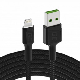 Cable USB Lightning Green Cell GC Ray, 120cm, for iPhone, iPad, iPod, white LED, quick charging