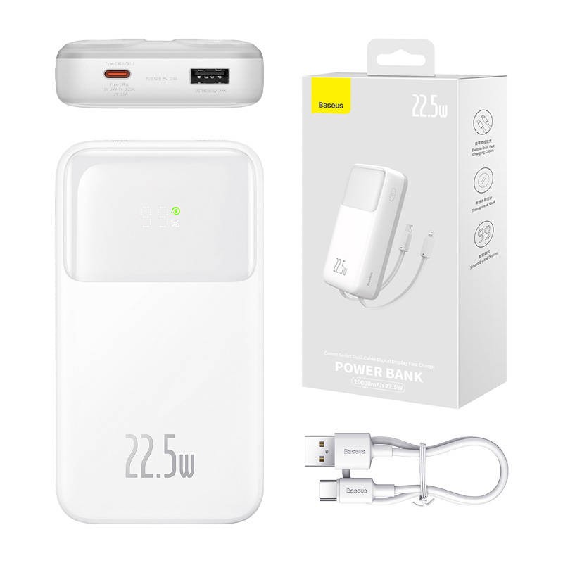 Powerbank Baseus Comet 20000mAh, USB do USB-C, 22.5W (white)