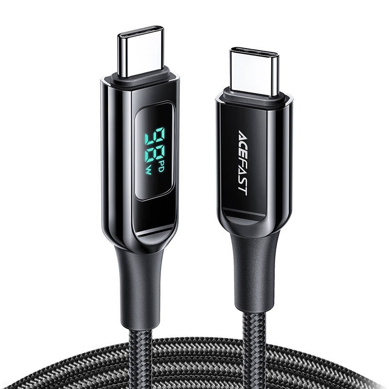 Cable USB-C to USB-C Acefast C6-03 with display, 100W, 2m (black)