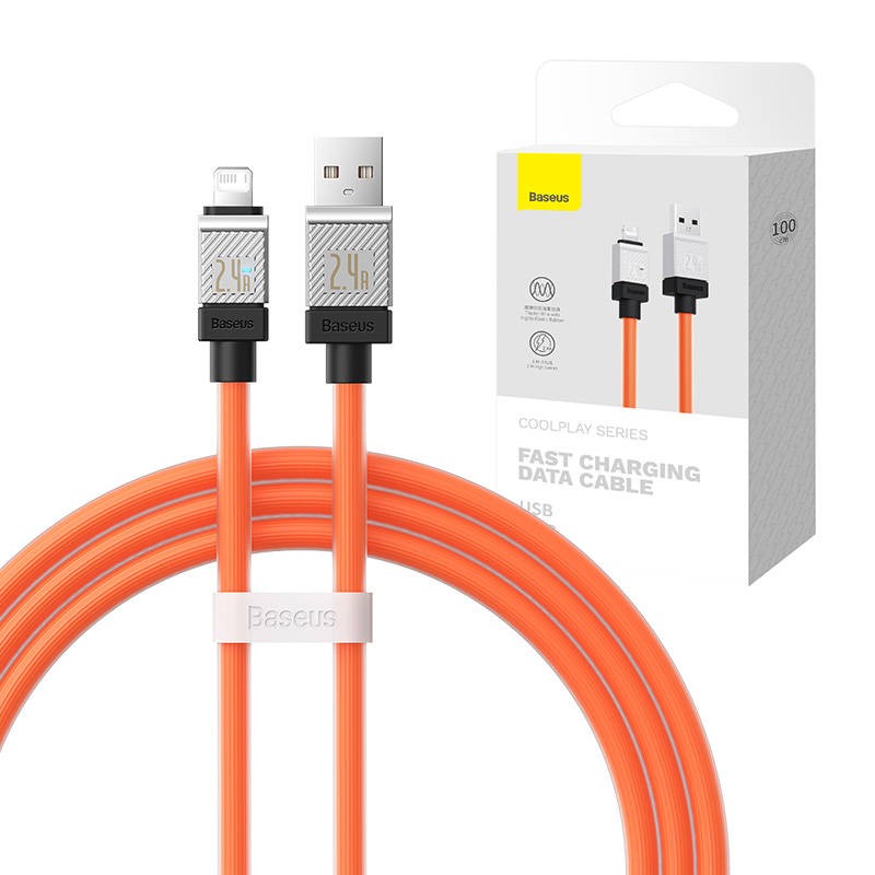 Fast Charging cable Baseus USB-A to Lightning Coolplay Series 1m, 2.4A (orange)