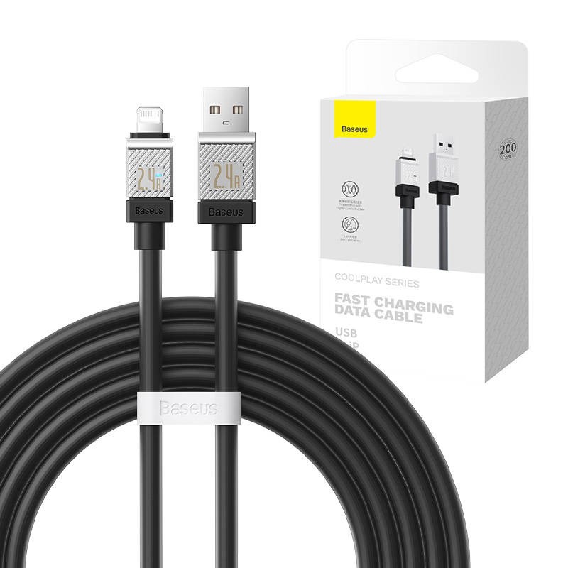 Fast Charging cable Baseus USB-A to Lightning CoolPlay Series 2m, 2.4A (black)