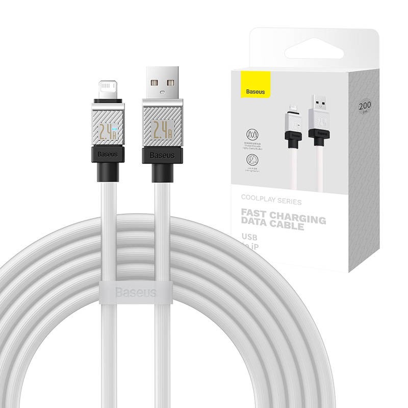 Fast Charging cable Baseus USB-A to Lightning CoolPlay Series 2m, 2.4A (white)