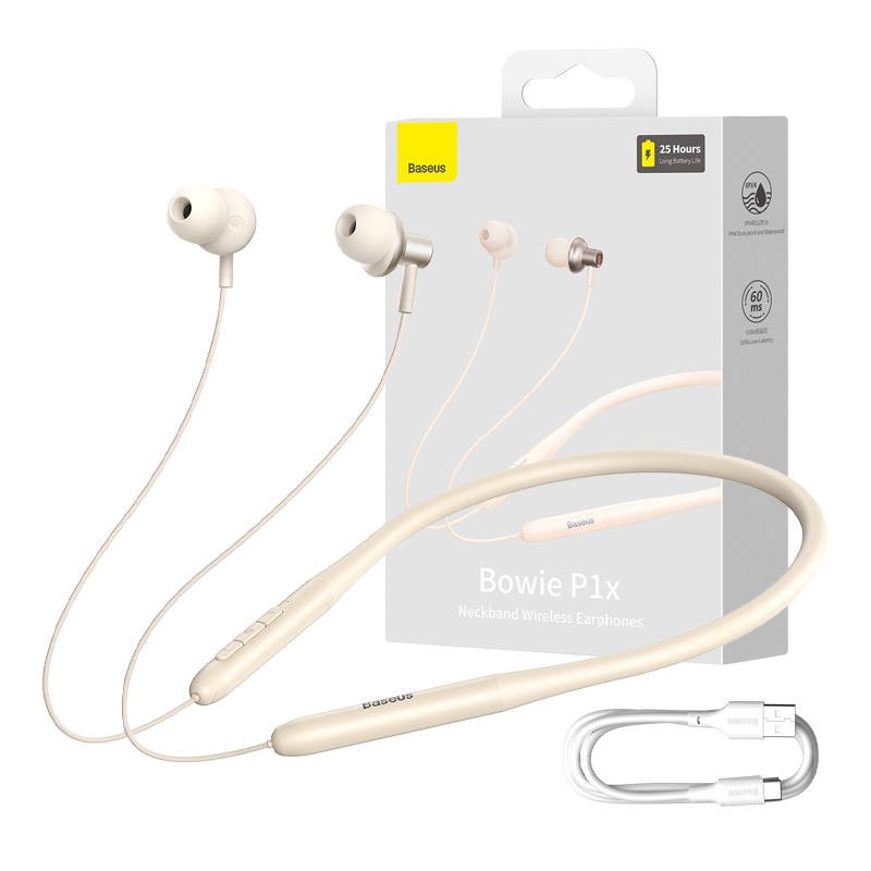 Wireless Earphones Baseus  Bowie P1x In-ear Neckband Creamy-white