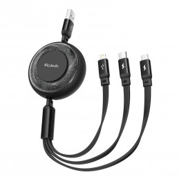 3in1 USB to USB-C / Lightning / Micro USB Cable, Mcdodo CA-3570, 1.2m (Black)