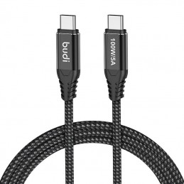 Cable type-C to type-C, Budi 220TT15, 100W,  1.5m, (black)