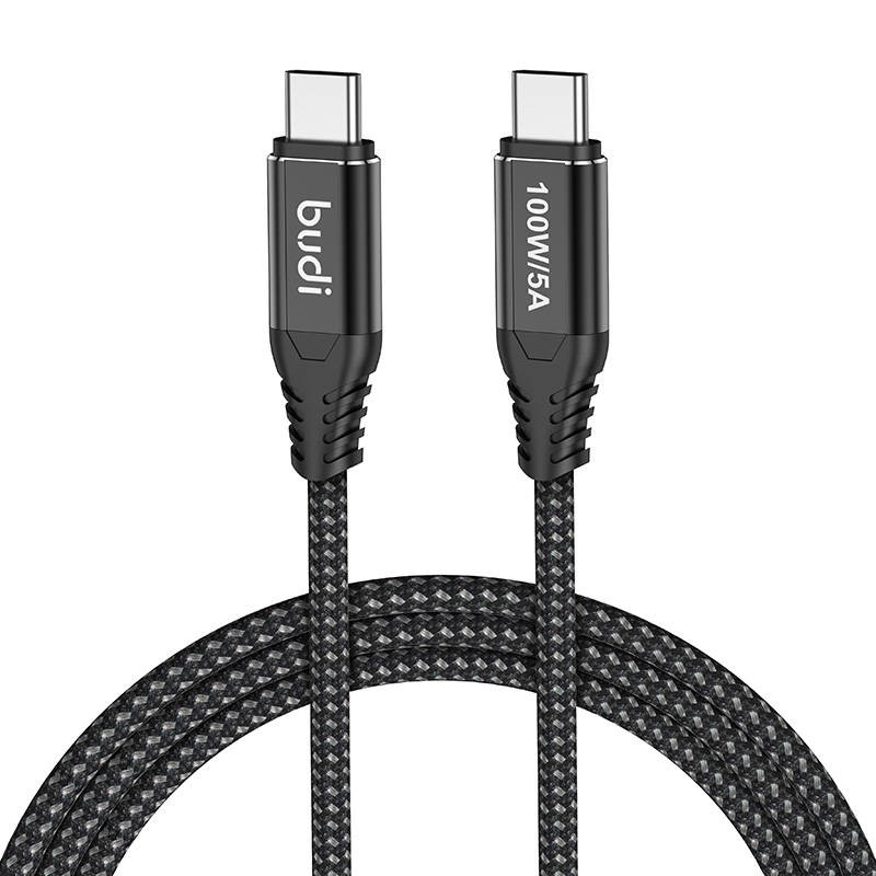 Cable type-C to type-C, Budi 220TT15, 100W,  1.5m, (black)