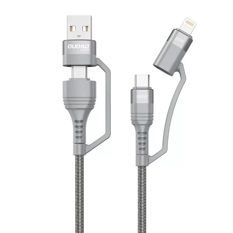 USB cable Dudao L20xs 4in1 USB-C / Lightning / USB-A 2.4A, 1m (gray)