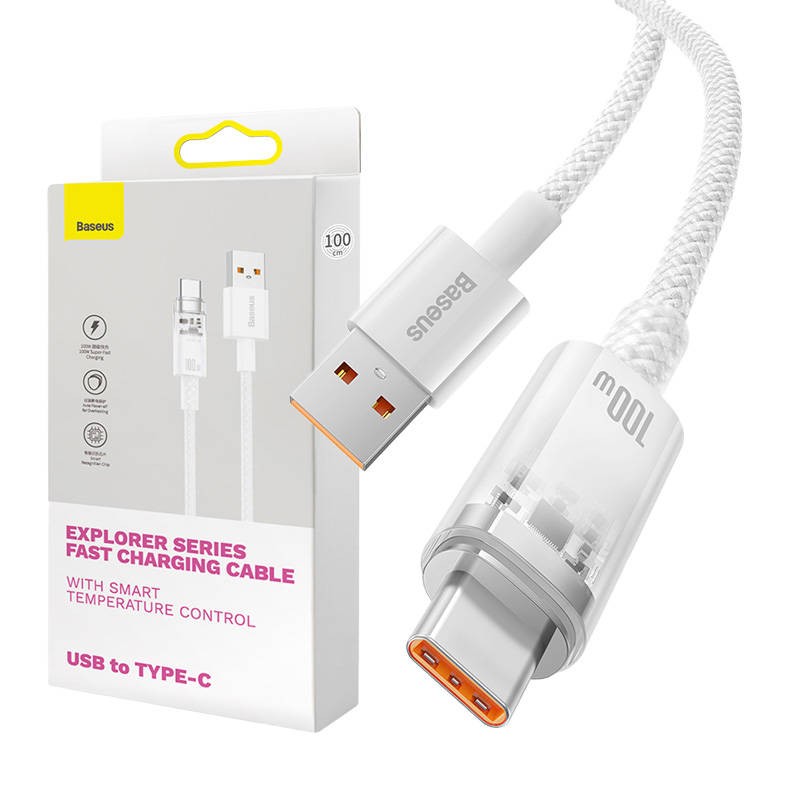 Quick Charge USB-C Baseus  6A, 1m (white)