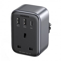 Travel adapter UK to EU plug UGREEN CD314 2xUSB-A, 1xUSB-C