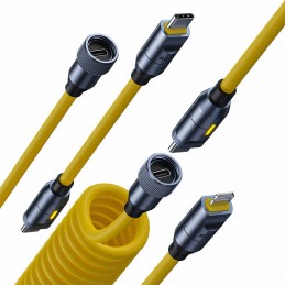 Magnetic Cable Set AOHI AOC-L011 USB-C to Lightning, USB-C to USB-C, 240W, 2.4m (Yellow)
