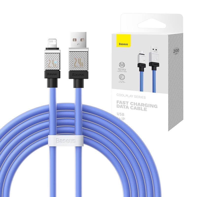 Fast Charging cable Baseus USB-A to Lightning CoolPlay Series 2m, 2.4A (blue)