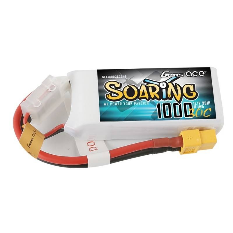 Gens Ace Soaring 1000mAh 11.1V 30C 3S1P XT60 battery