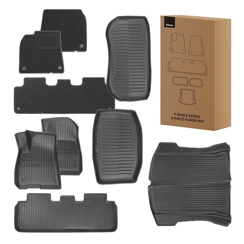 9-Piece Floor Mat for Tesla 3 Baseus T-Space Series (black polypropylene)