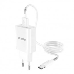 Wall charger Dudao A3EUT 2x USB with USB-C cable (white)